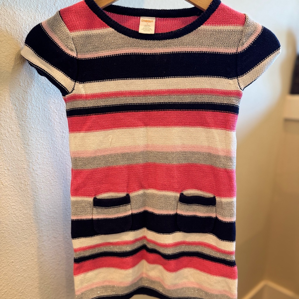 Gymboree Striped Pink And Navy Casual Dress